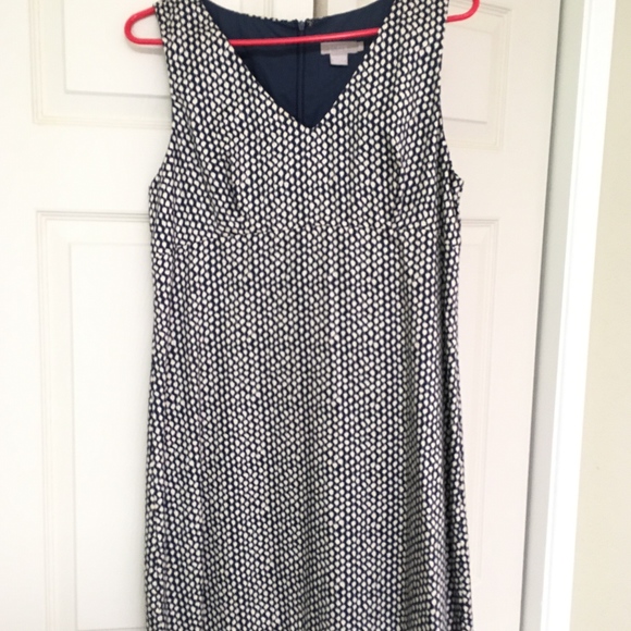 J. Crew Navy/Cream Patterned Dress 10 - Vintage - Picture 6 of 8
